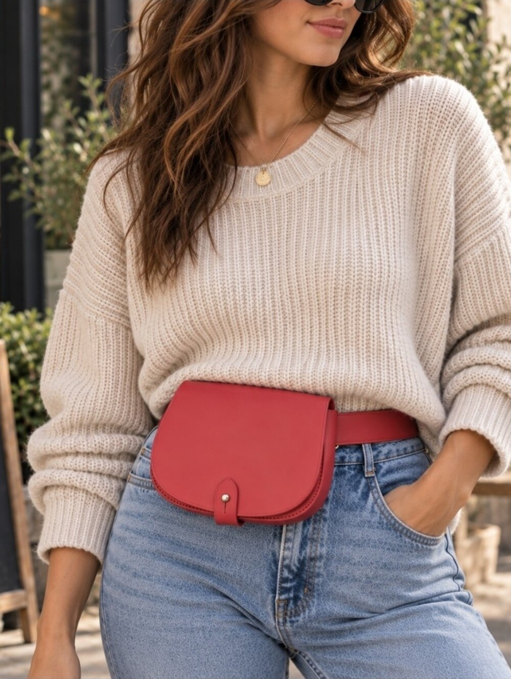 Celine Lefebure Pink/red Leather Saddle Bag Classic Minimalist Italian Style